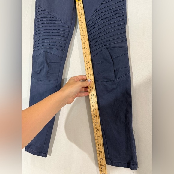 Umgee Navy Blue‎ Moto Jeggings M | Elastic Waist Stretch Pants Zip Hem Boho - Picture 6 of 10